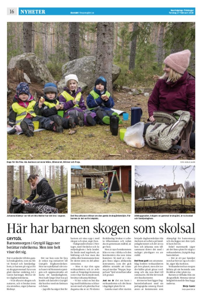 Artikel om Grytgöls Dagbarnvårdare